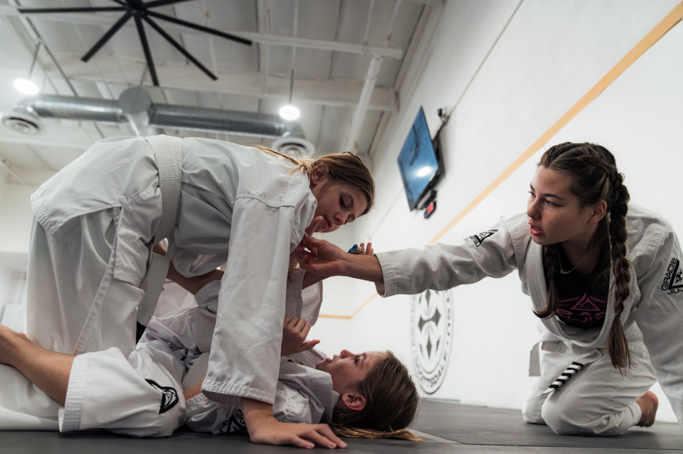 Kids practicing safe grappling drills at Academy of Jiu-Jitsu Scottsdale in Scottsdale, AZ.