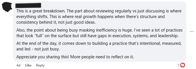 Shared in a dental owner group after a $50K coaching investment