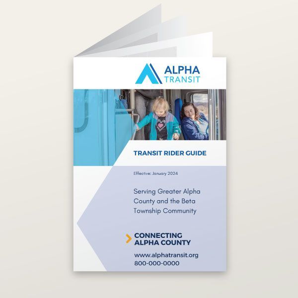 A transit rider guide booklet sample image for a template.