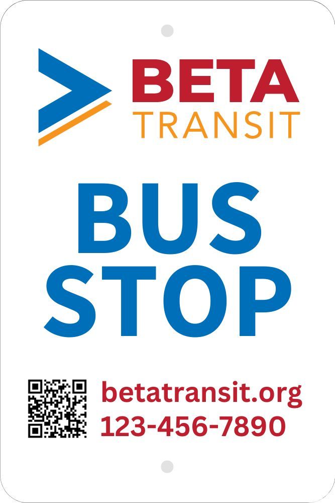 A sign that says beta transit bus stop on it.