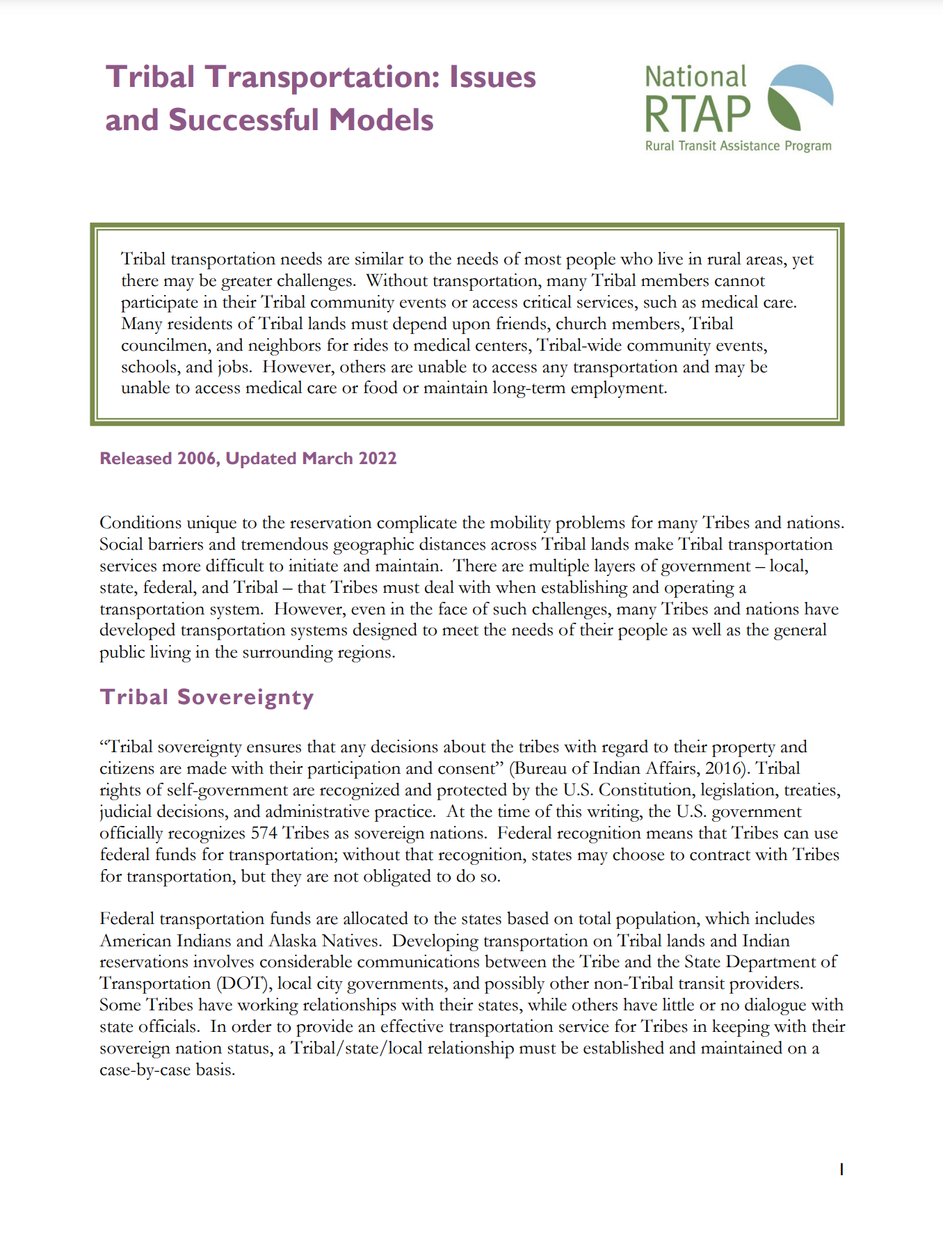 Title page of a report: 