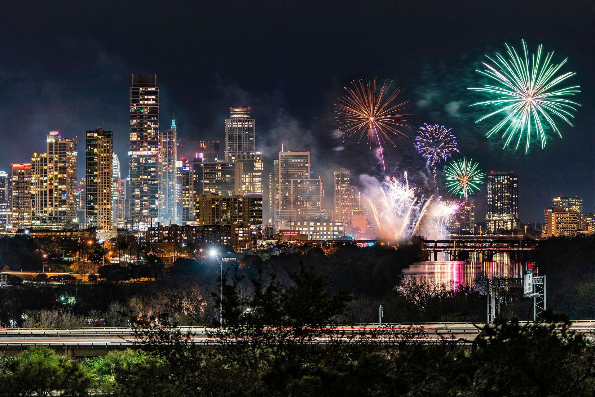 Austin, Texas with Fireworks