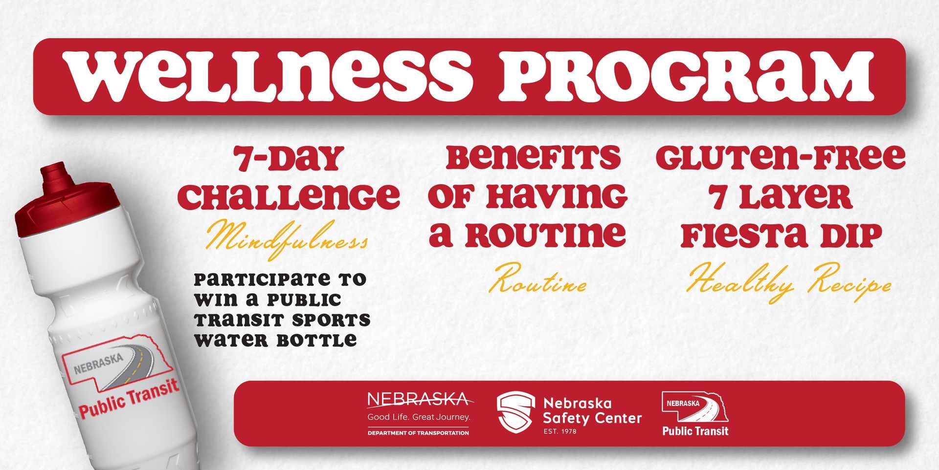 Nebraska Wellness Program Ad showing water bottle
