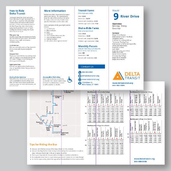 A delta transit brochure with a map on it.