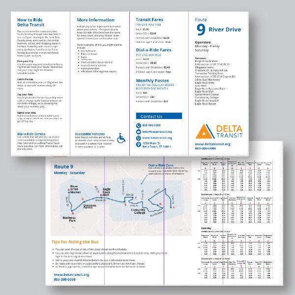 A delta transit brochure with a map on it.