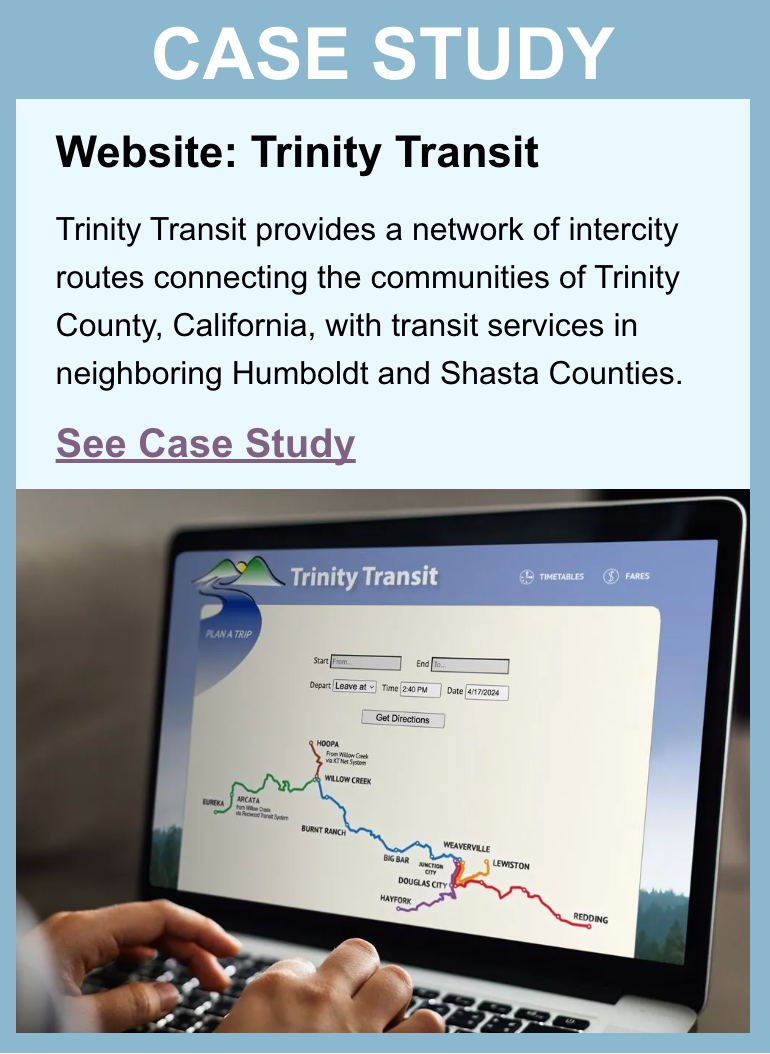 Laptop with Trinity Transit website displaying.