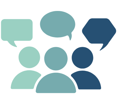 People talking with join the conversation bubble