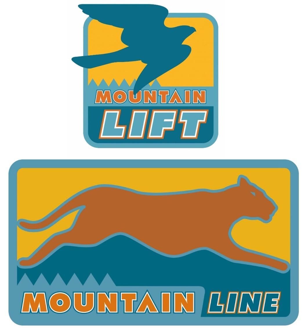 A mountain lift logo with a bird and a cheetah.