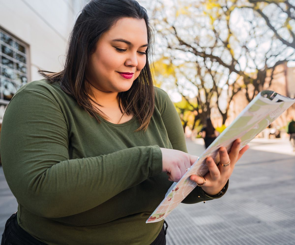 Woman reading a brochure.