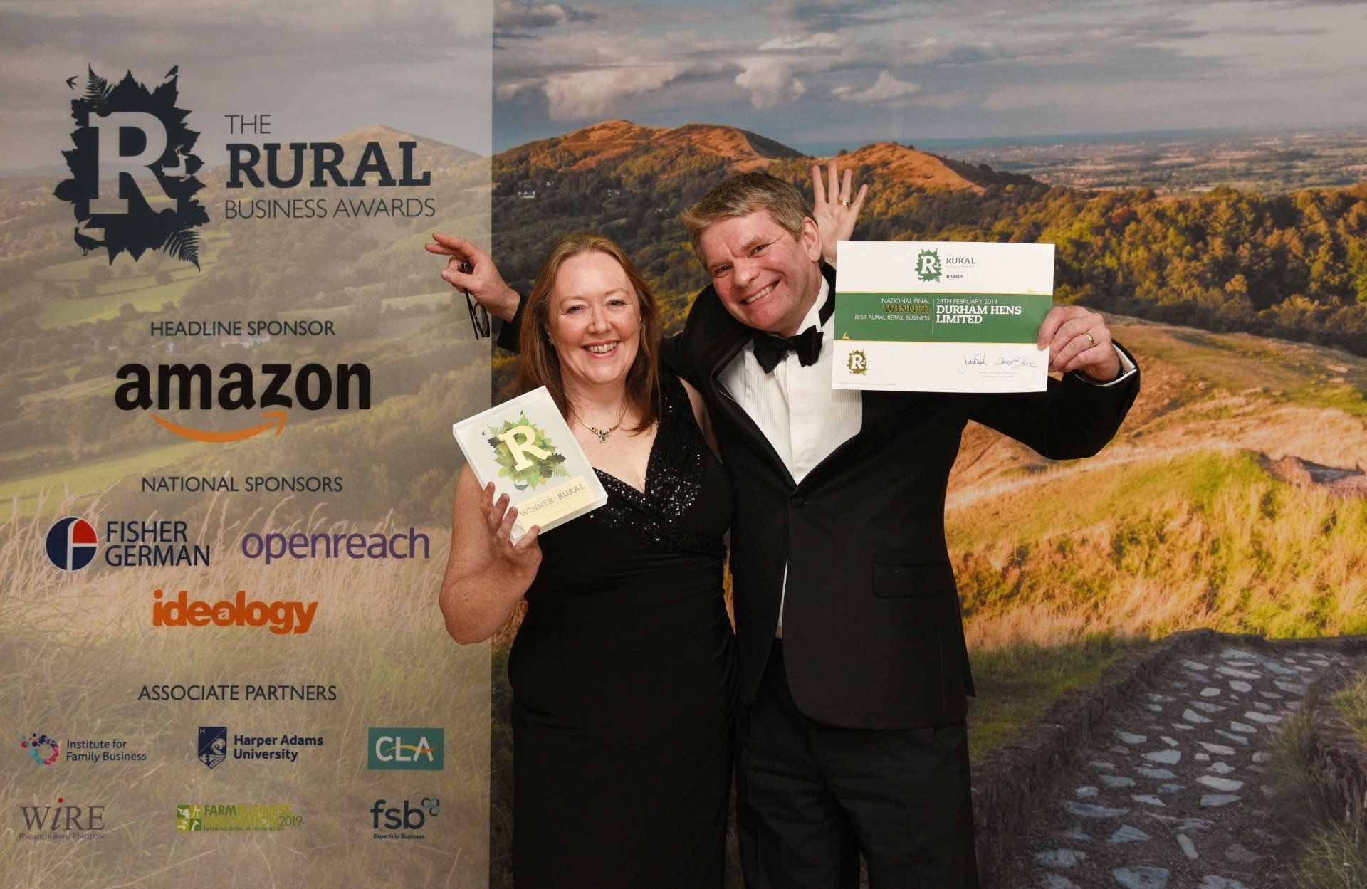 Margaret and Alec Manchester celebrating after winning the Rural Business Award for Best Rural Retail Business in 2019.