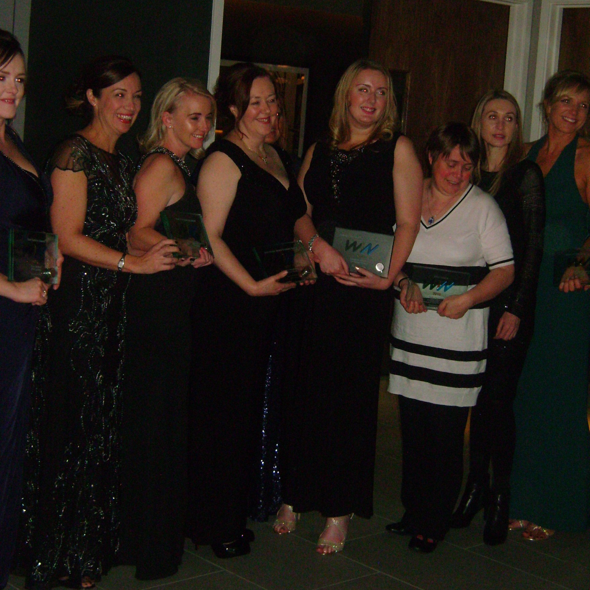 Margaret Manchester with other winners at the WIN Awards, where Durham Hens won Best Home-Based Business in 2015.