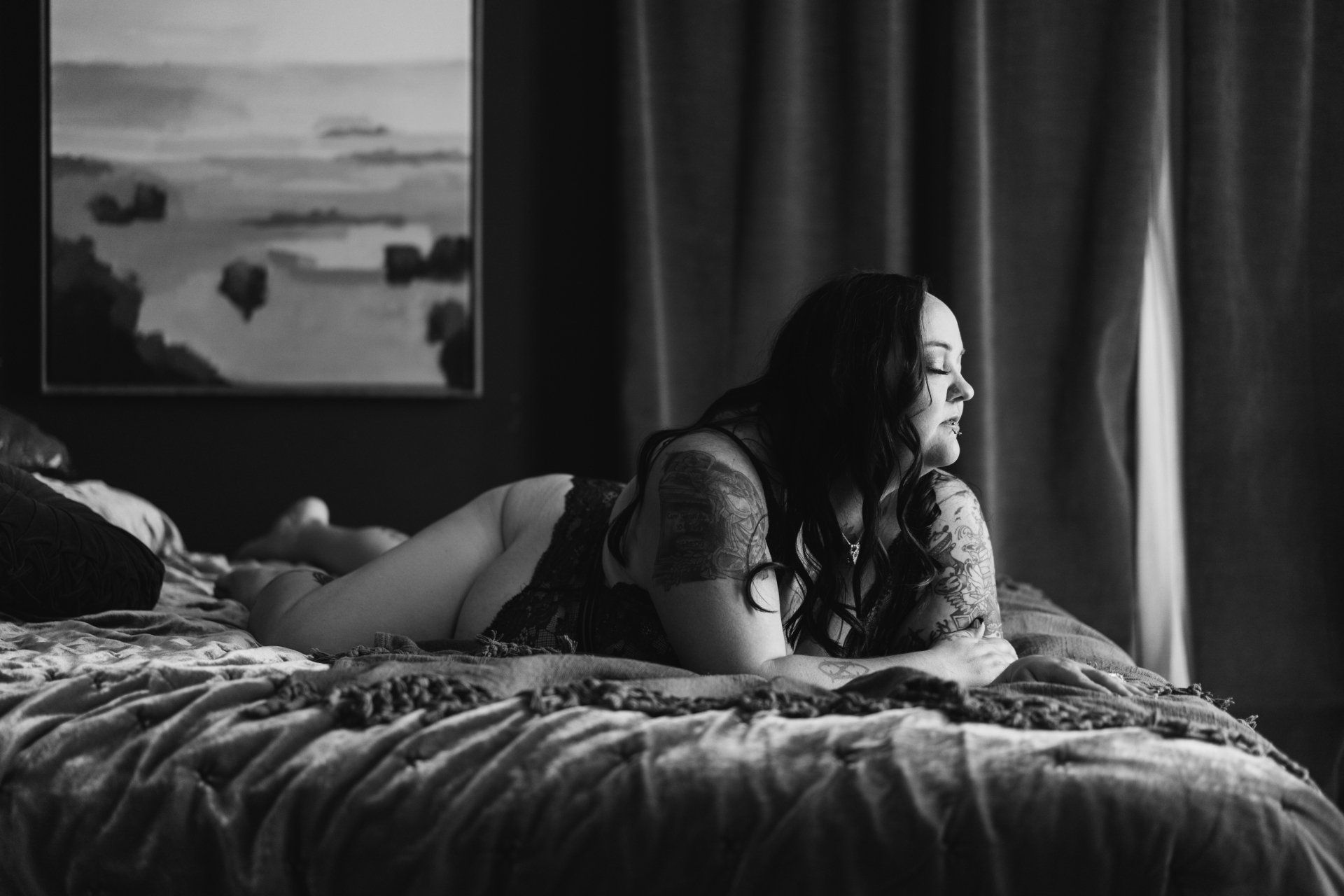 black and white boudoir
