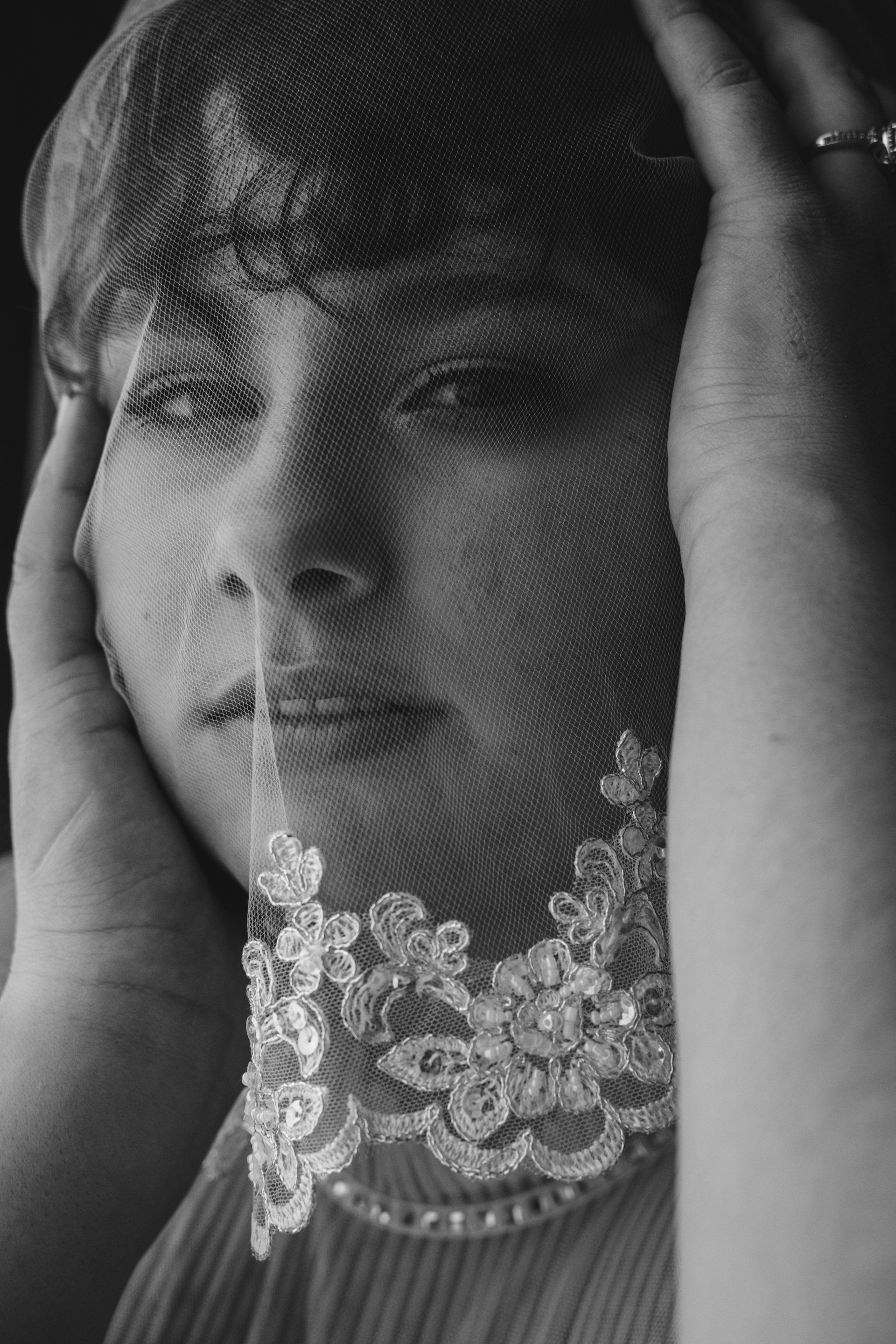 plus size woman wearing white bridal gown in black and white color