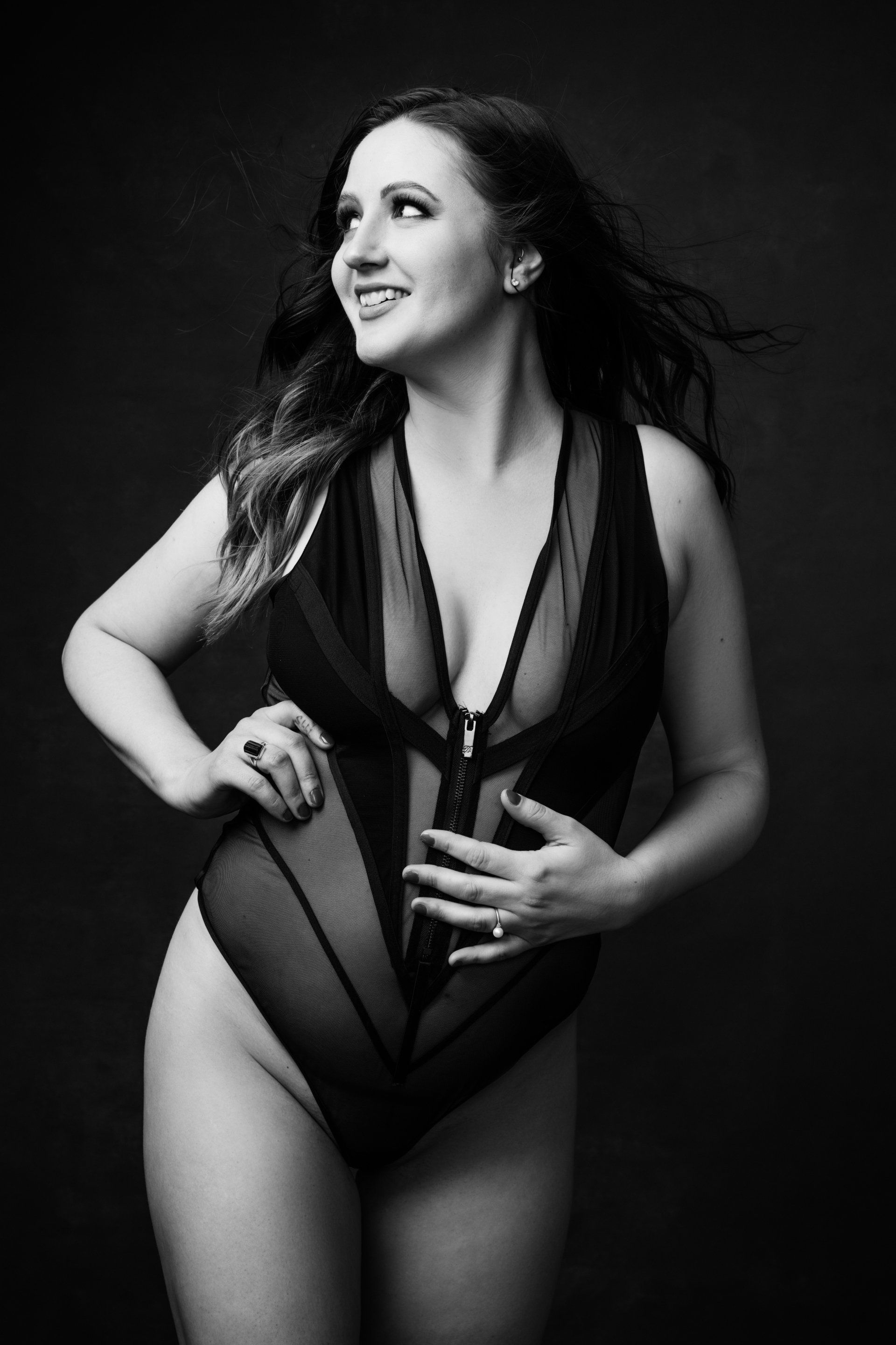 A woman posing for Boudoir photography.