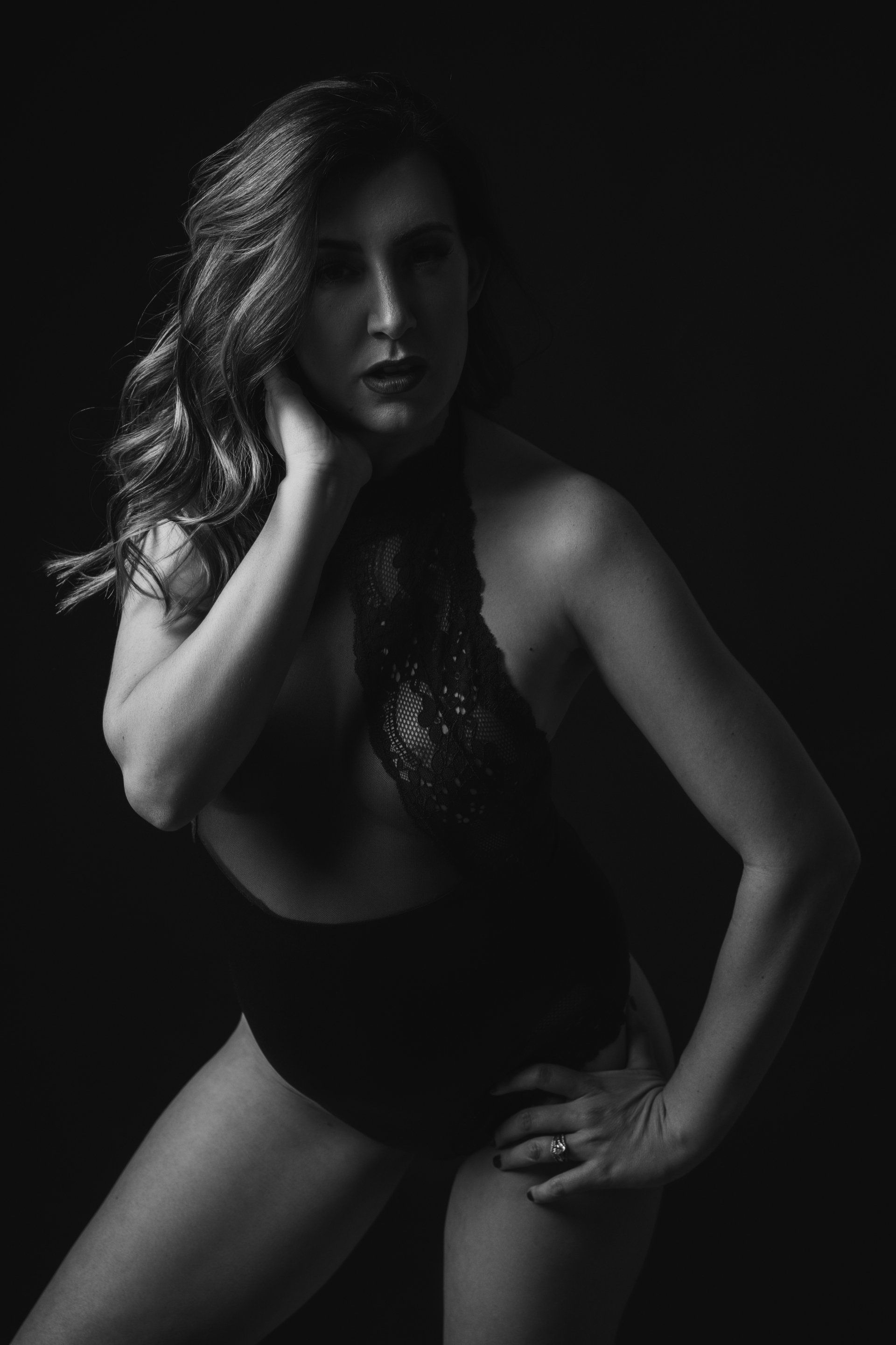 black and white portrait of a woman