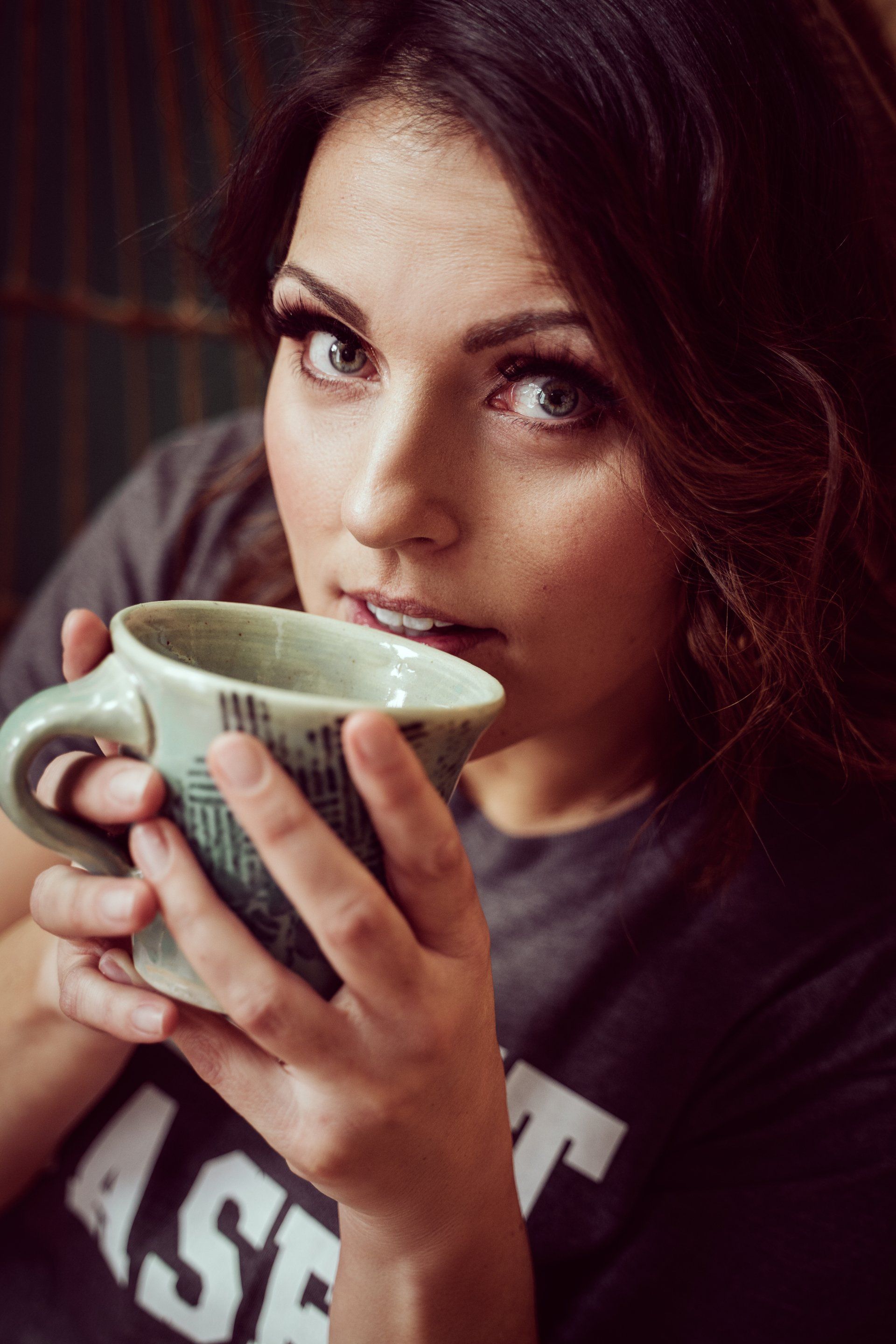 portrait of a woman drinking tea