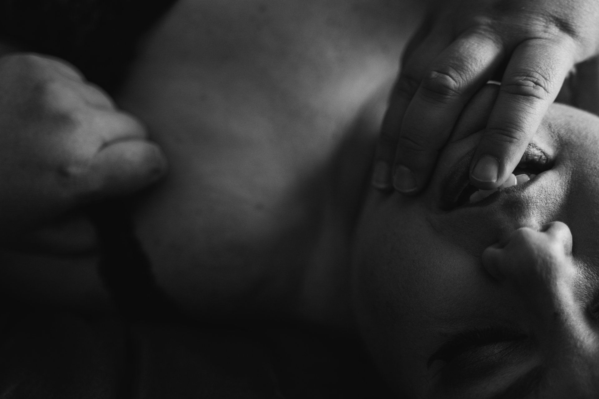 woman touching lips