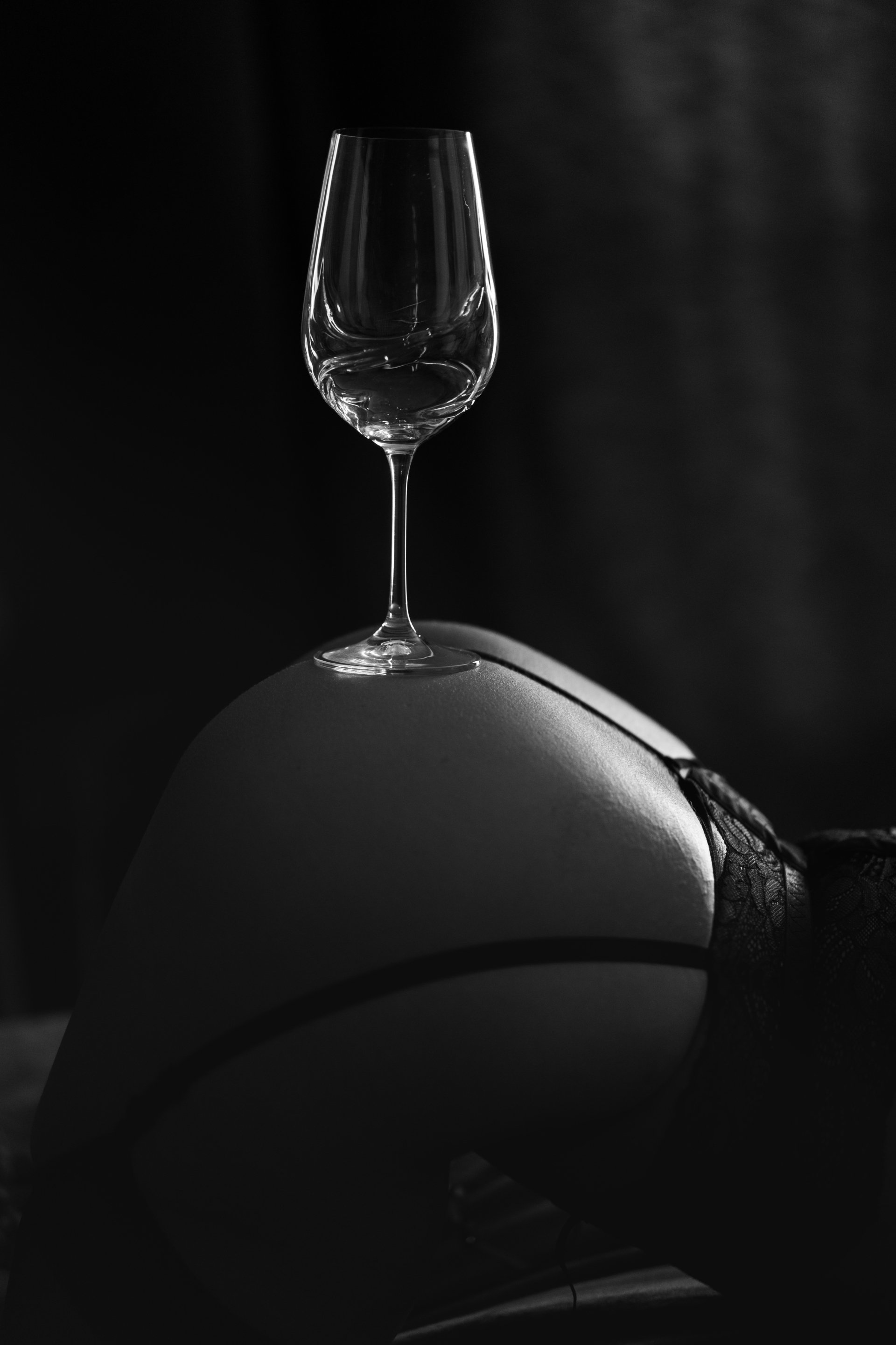 Ms. J with Glass wINE| Boudoir Photo Shoot, SLC