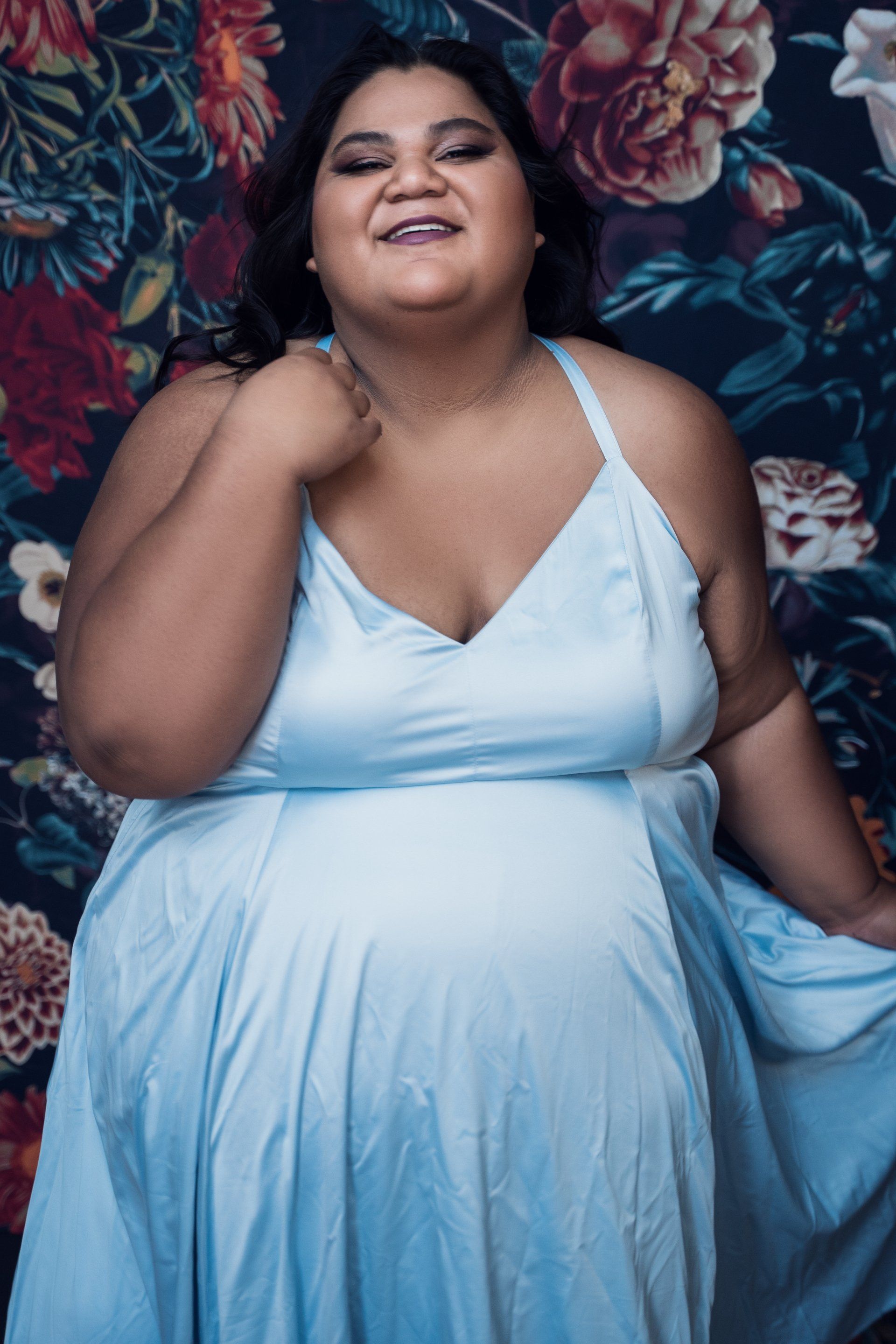 girl wearing in light blue dress