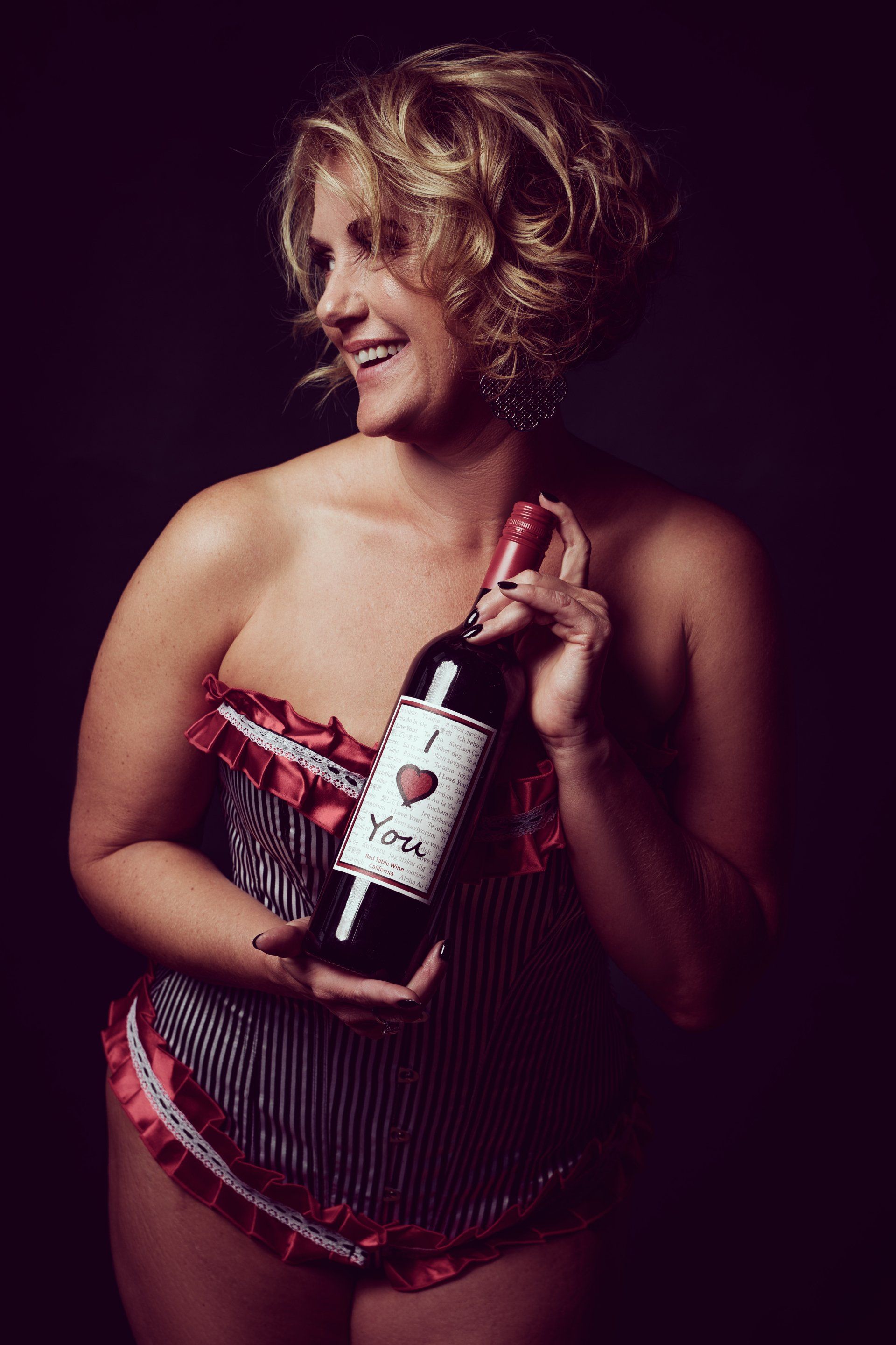 Ms. J with Wine | Boudoir Photo Shoot, SLC