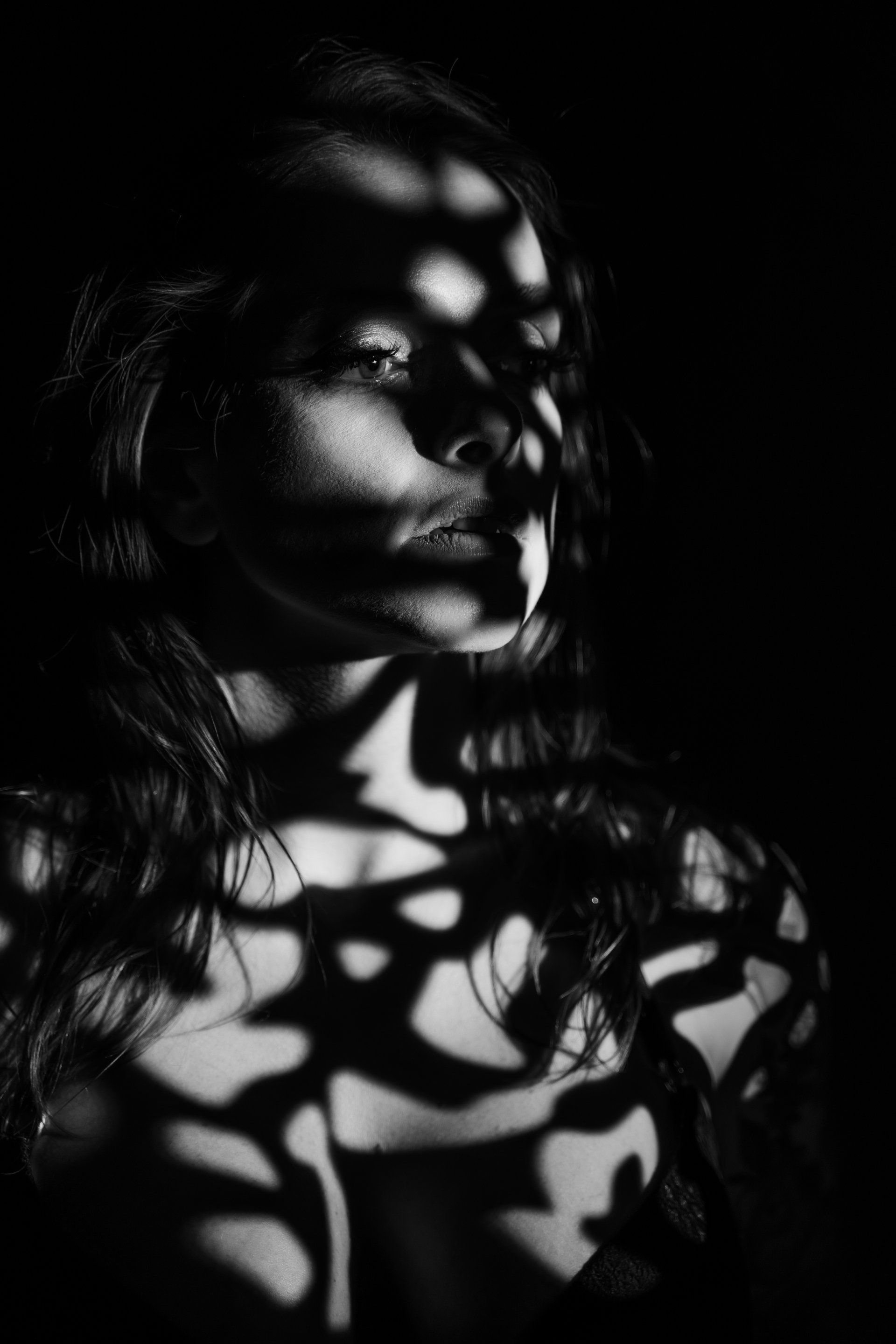 black and white portrait of a woman
