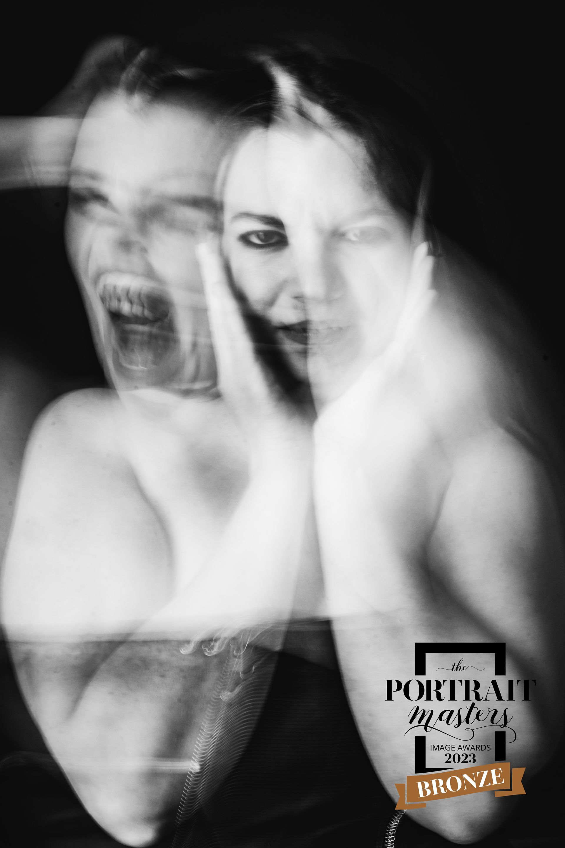 abstract portrait of a screaming woman