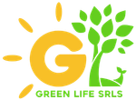 Logo giallo con "G" e albero verde, sole e la scritta "GREEN LIFE SRLS" sotto.