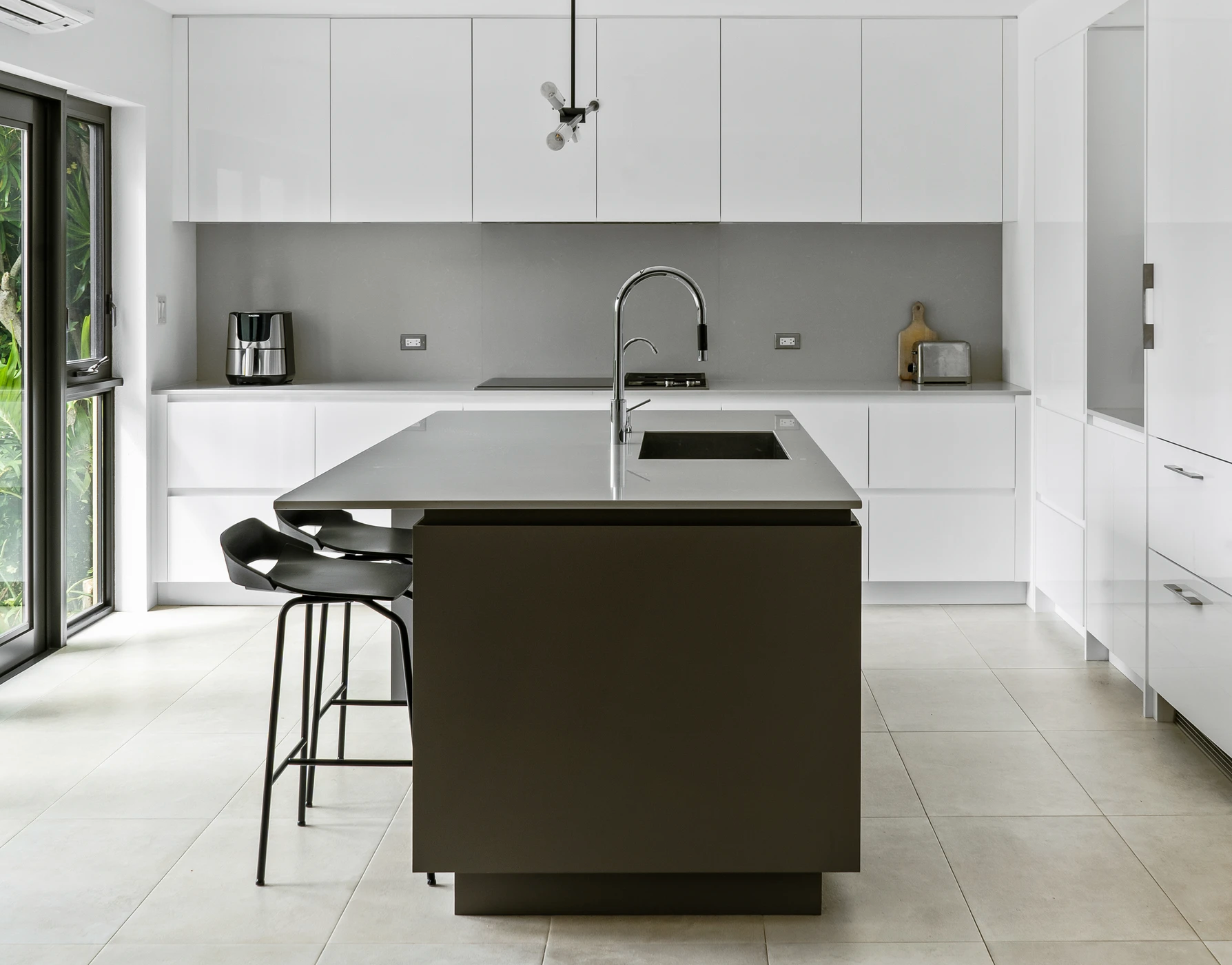 contemporary kitchen white and grey 