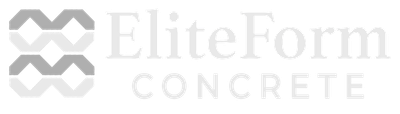 A logo for elite form concrete precision poured elite built