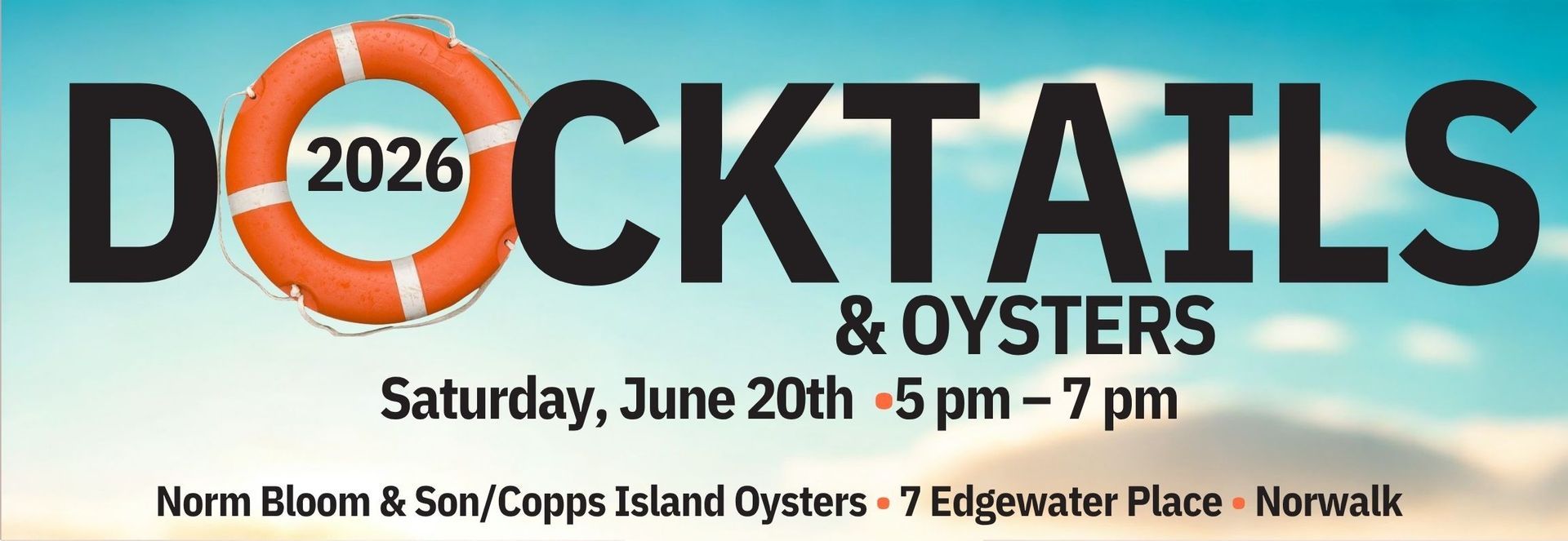 A poster for docktails and oysters on saturday june 20th