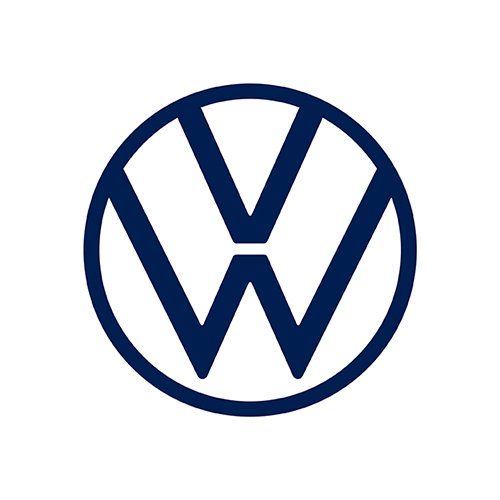 A blue vw logo in a circle on a white background.