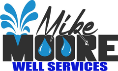 A logo for Mike Moore Well Services with a drop of water