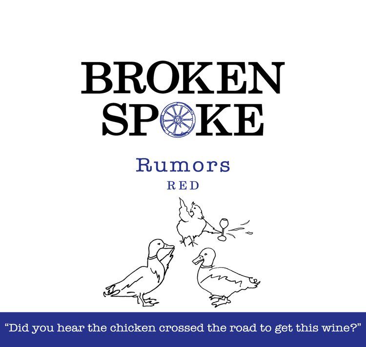 A label for broken spoke rumors red wine