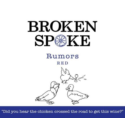 A label for broken spoke rumors red wine