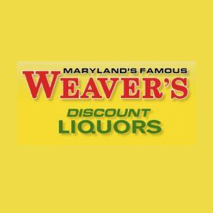 The logo for weaver 's discount liquors is on a yellow background.