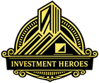 Investment Heroes home Gold and black logo featuring an architectural structure and the text "INVESTMENT HEROES" in a classic serif font.