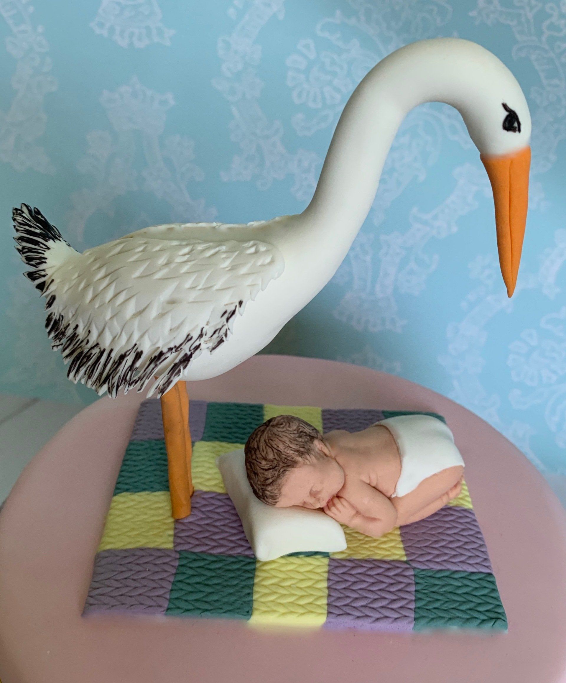 Baby Cake Topper. Cute Stork with baby,