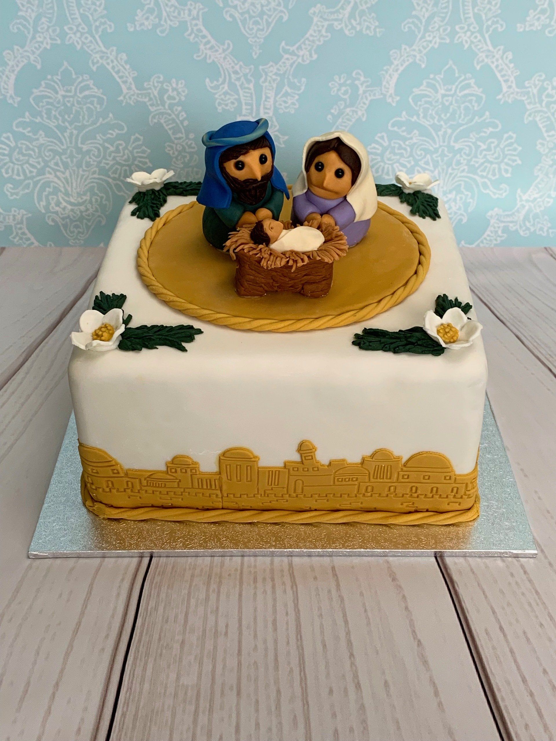 Christmas Cake, Nativity, Christian, Bethlehem, Mary Joseph and Baby Jesus