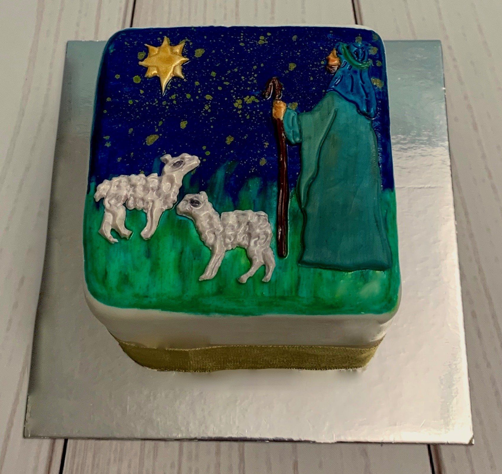 Chrismas Cake. Christian, Shepherd and sheep