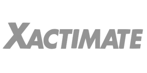The logo for Xactimate, a claims and estimating software. Gray text on a white background.