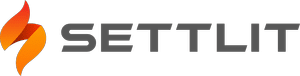 Logo for Settlit: an orange and yellow flame graphic next to the word SETTLIT in grey.