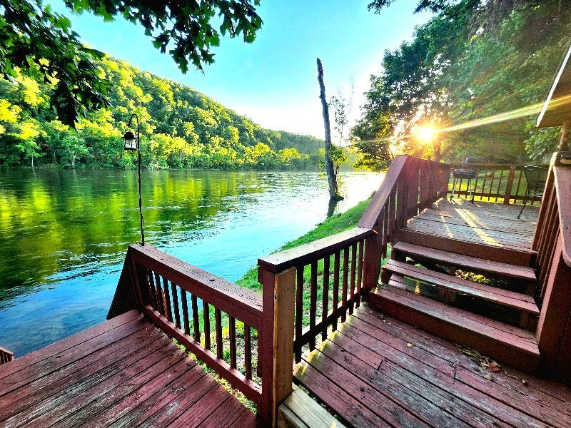 wooden walkway to white river at copper johns