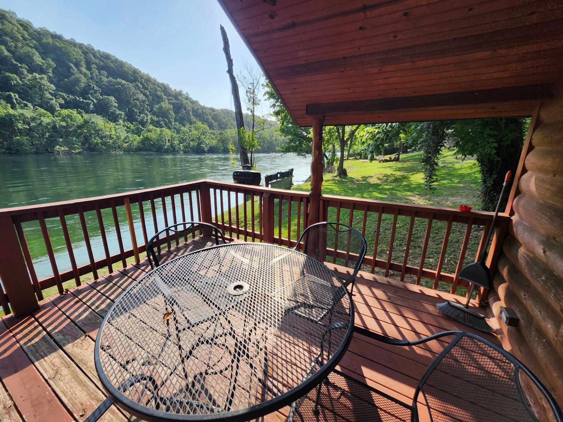 covered cabin deck at copper johns resort