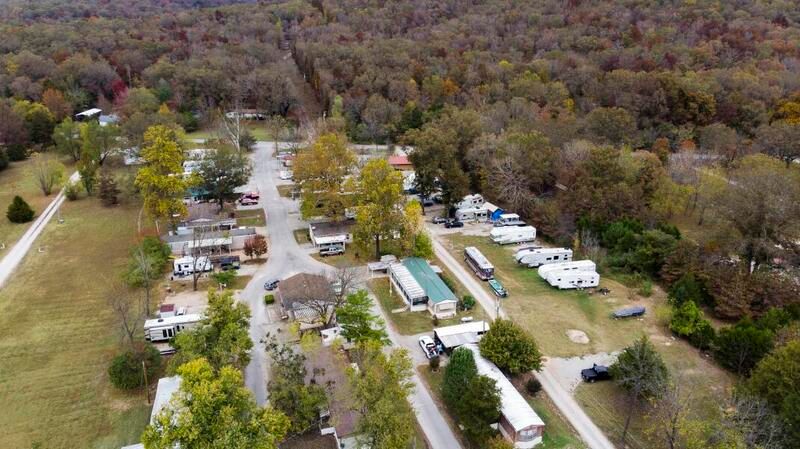 aerial view of copper johns cabins and RV park in lakeview arkansas