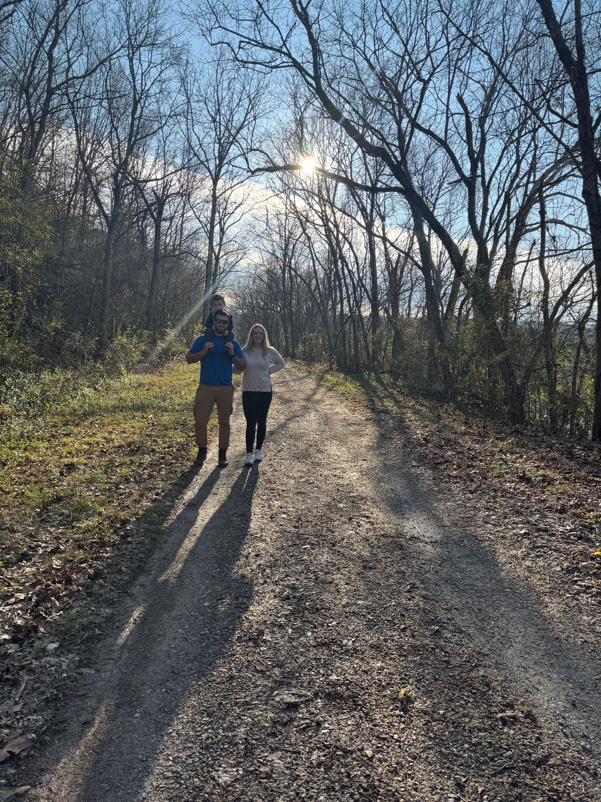 family hiking in cotter arkansas