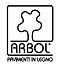 Un logo in bianco e nero per Arbol con un albero in un quadrato.