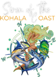 A picture of a mermaid surrounded by fish and a compass.