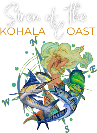 A picture of a mermaid surrounded by fish and a compass.
