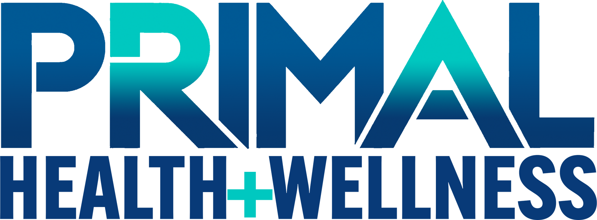 The logo for primal health and wellness is blue and white.