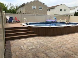 Wood Deck Around The Pool — Staten Island, NY — Decks R Us